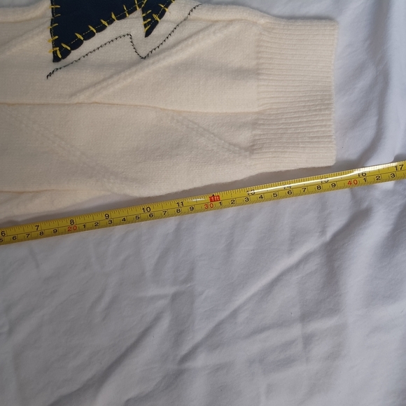 Womens Cream Cardigan M/L Cable Knit Sweater Patches Grandma Core Gossip Girl - Picture 5 of 8